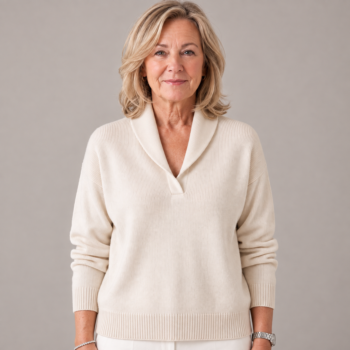 ShawlNeck – V-Neck Sweater with Shawl Collar and Long Sleeves