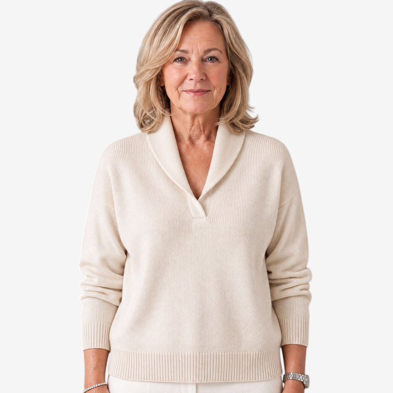 ShawlNeck – V-Neck Sweater with Shawl Collar and Long Sleeves
