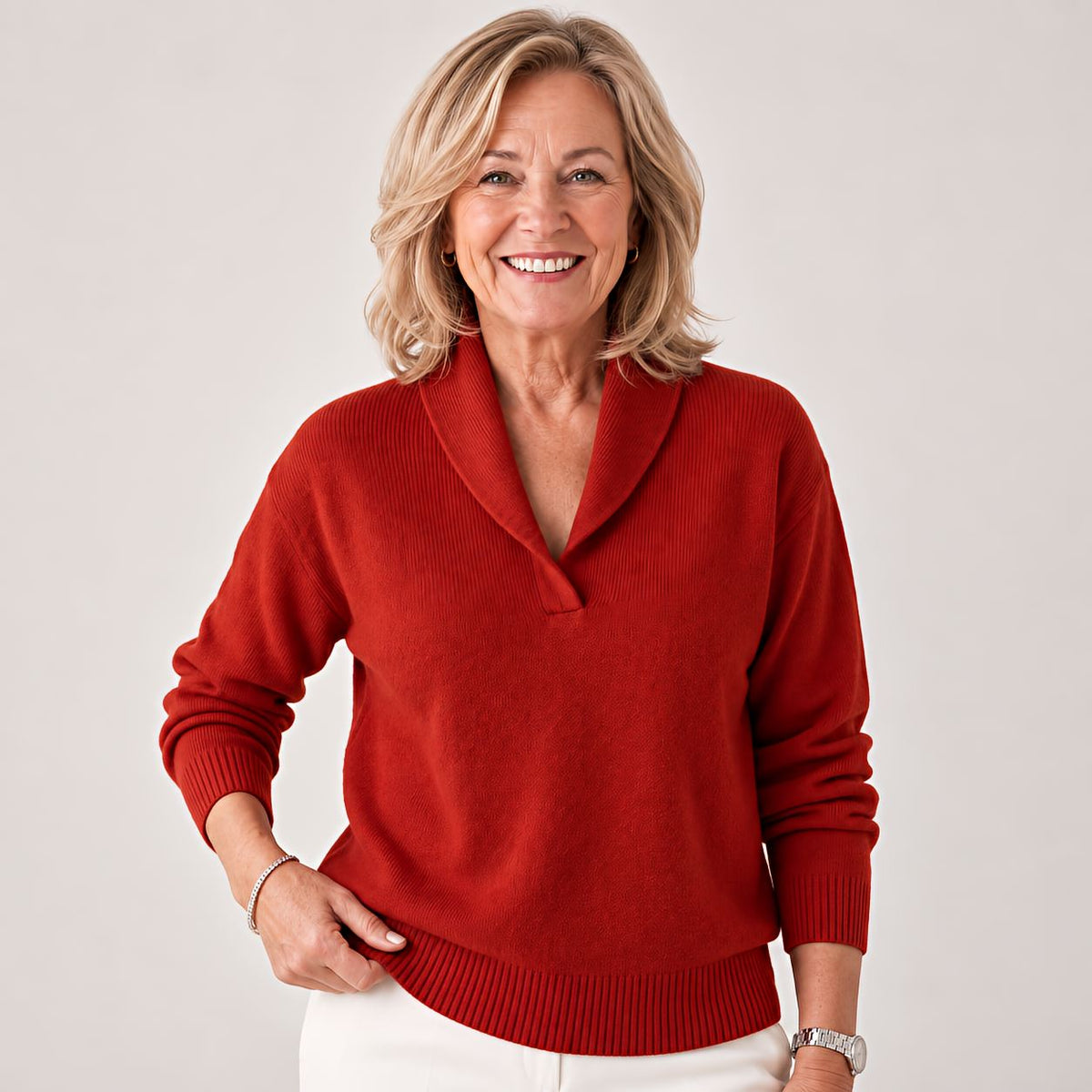 ShawlNeck – V-Neck Sweater with Shawl Collar and Long Sleeves