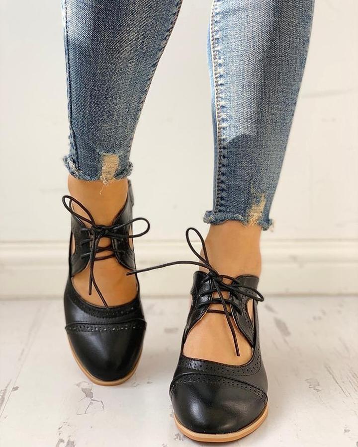 Isabella - Pantofi Oxford eleganți cu toc înalt și design cu șireturi