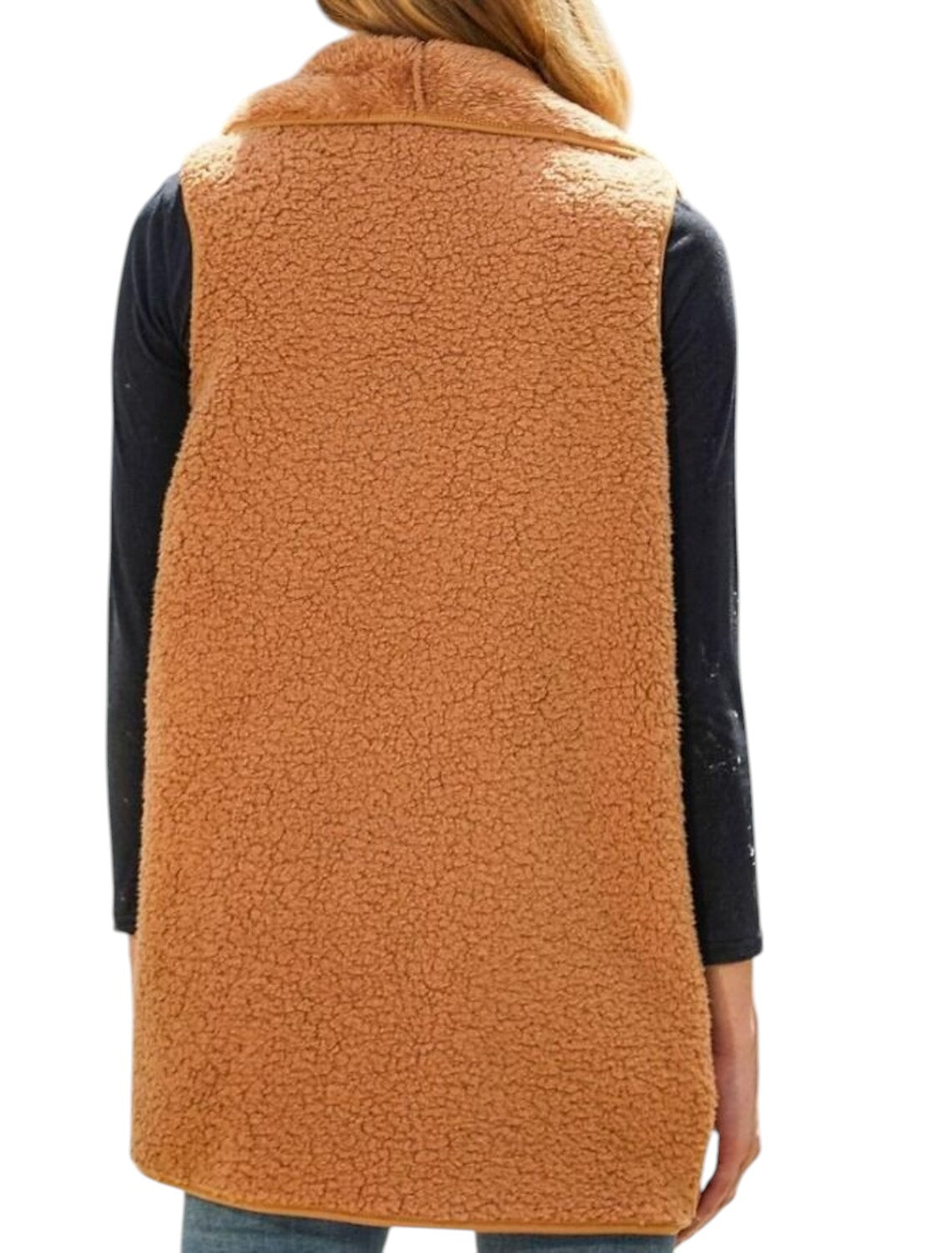 Vanessa - Stylish Quilted Vest with Wide Draped Collar and Open Front