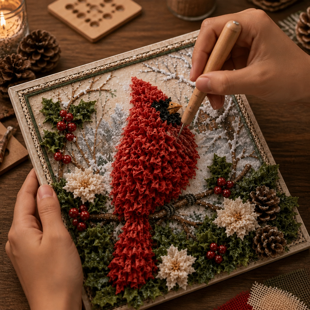 Stitchmas - Kit de manualidades con tela 3D y plantilla precortada