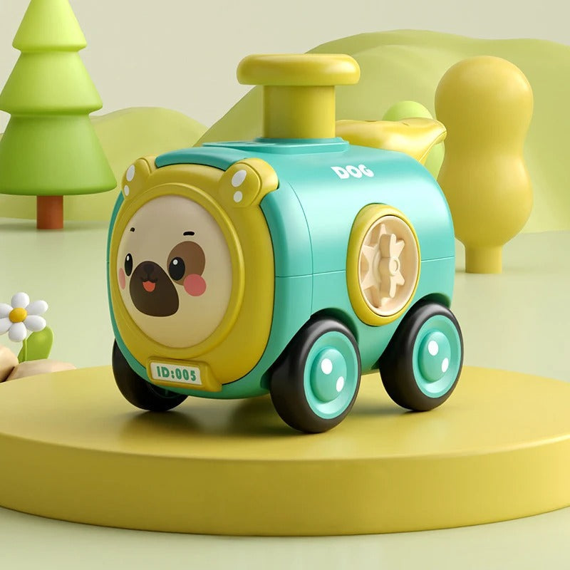TrackMates – Animal-themed toy train with face-changing feature and whistle extension