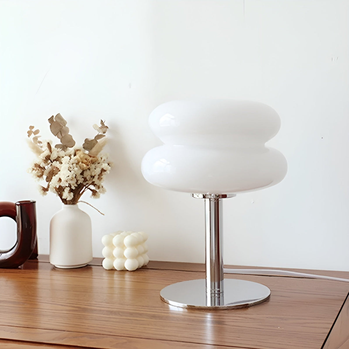 Lámpara de mesa de vidrio LumiGlass con doble difusor