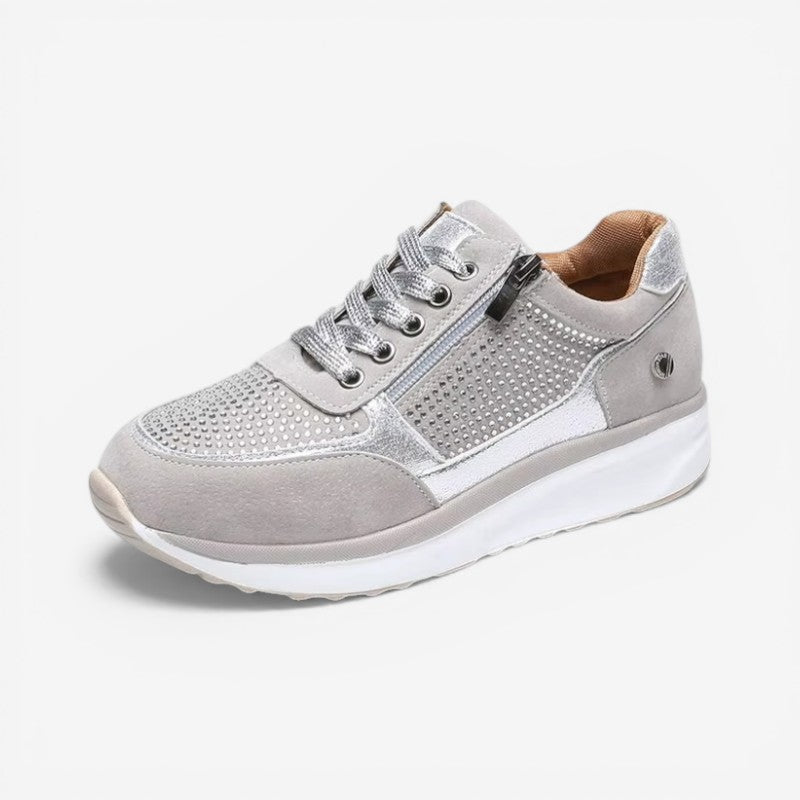 Claire - Round Toe Sneakers with Side Zipper | Non-Slip Sole for Safe Walking | Easy On/Off Comfort | Everyday Casual Shoes