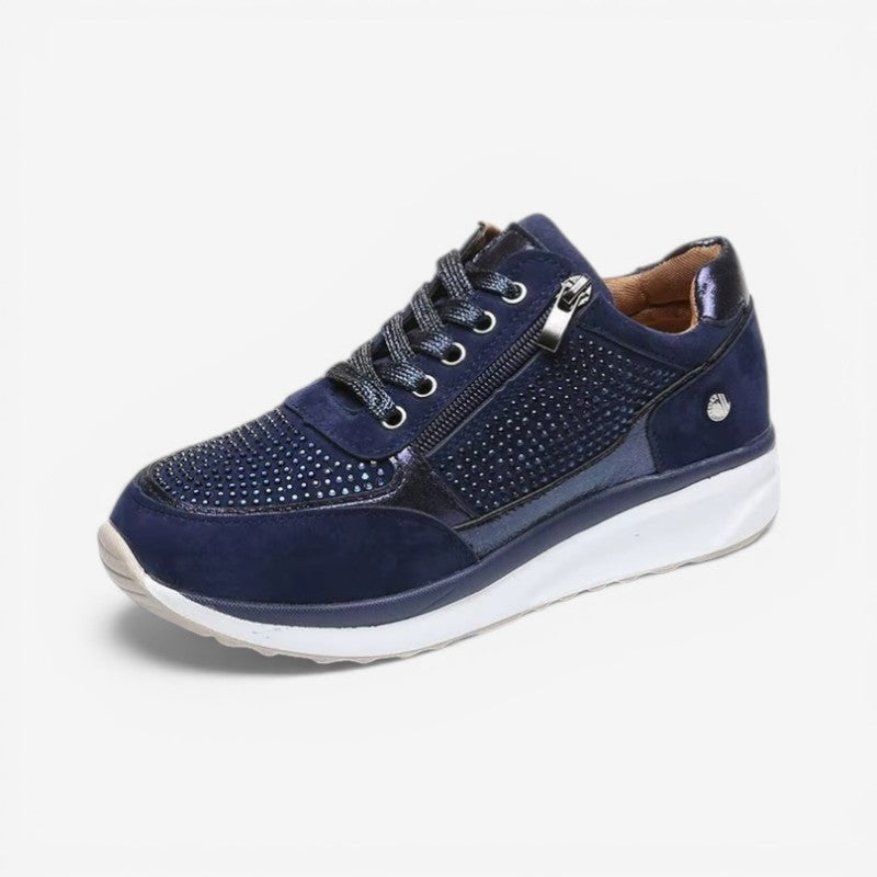 Claire - Round Toe Sneakers with Side Zipper | Non-Slip Sole for Safe Walking | Easy On/Off Comfort | Everyday Casual Shoes
