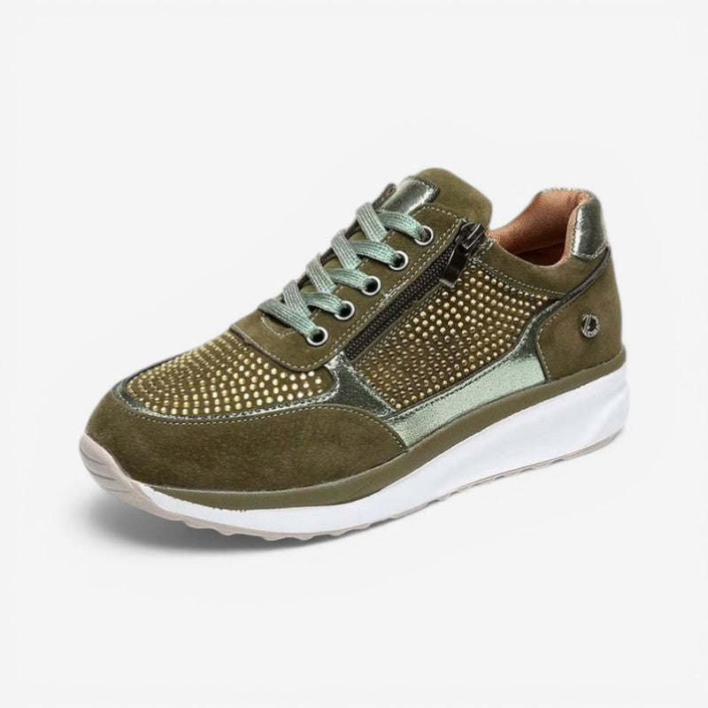 Claire - Round Toe Sneakers with Side Zipper | Non-Slip Sole for Safe Walking | Easy On/Off Comfort | Everyday Casual Shoes