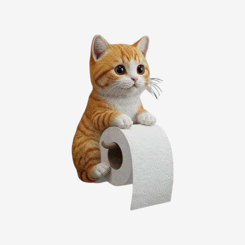 PawHold – Porte-rouleau de papier toilette à fixation murale avec design inspiré du chat