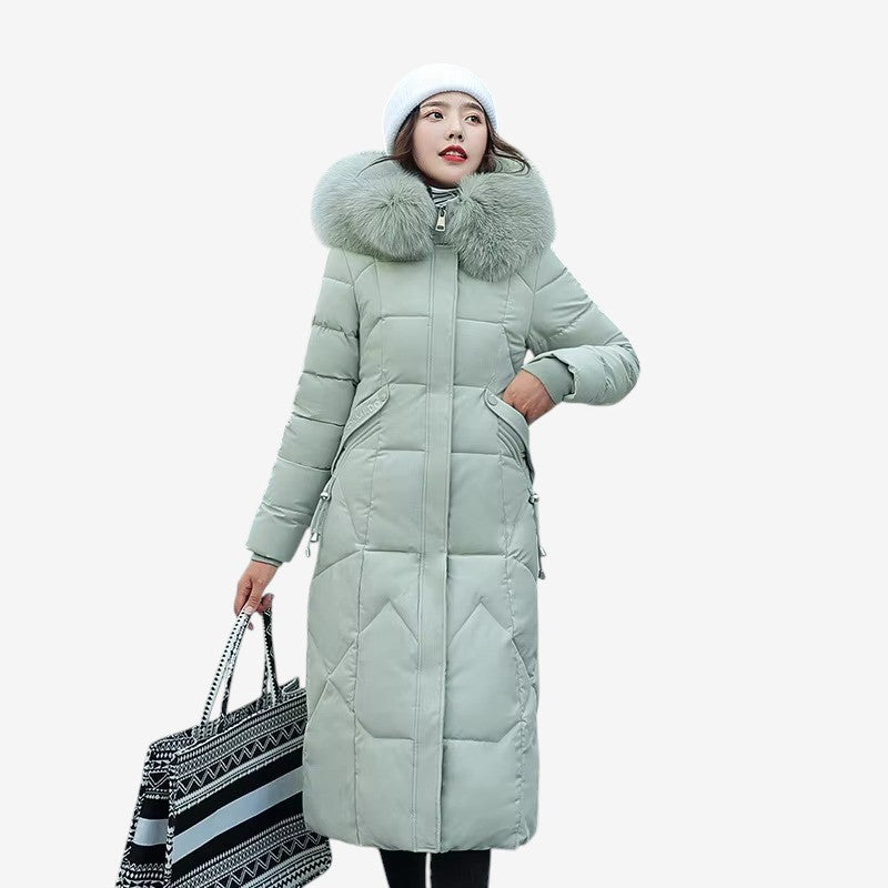 Maria – Cappotto lungo a maniche lunghe con cappuccio e chiusura con zip