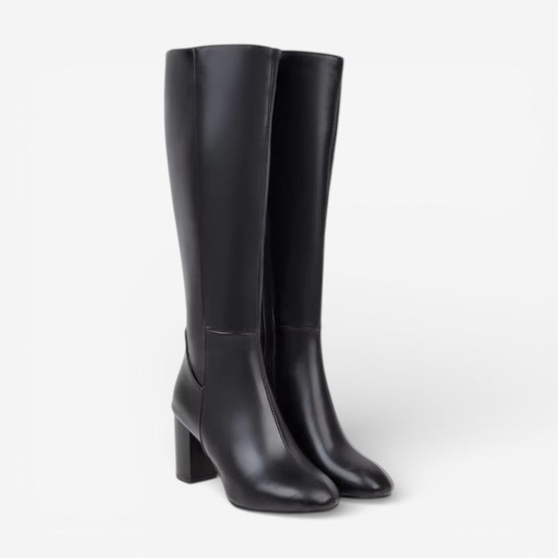 Lina – Stivali al ginocchio con zip laterale | Tacchi alti con suola antiscivolo | Comodi per uso quotidiano o casual | Taglie 36–48 | Nero, Beige, Marrone