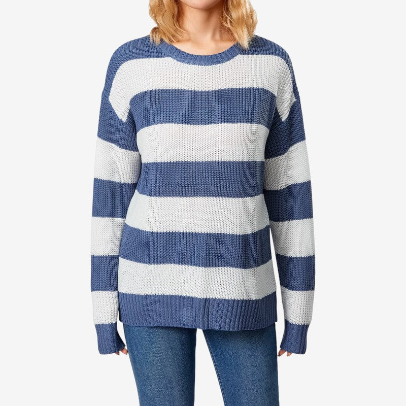 Cynthia - Long sleeve crew neck sweater with stripe design