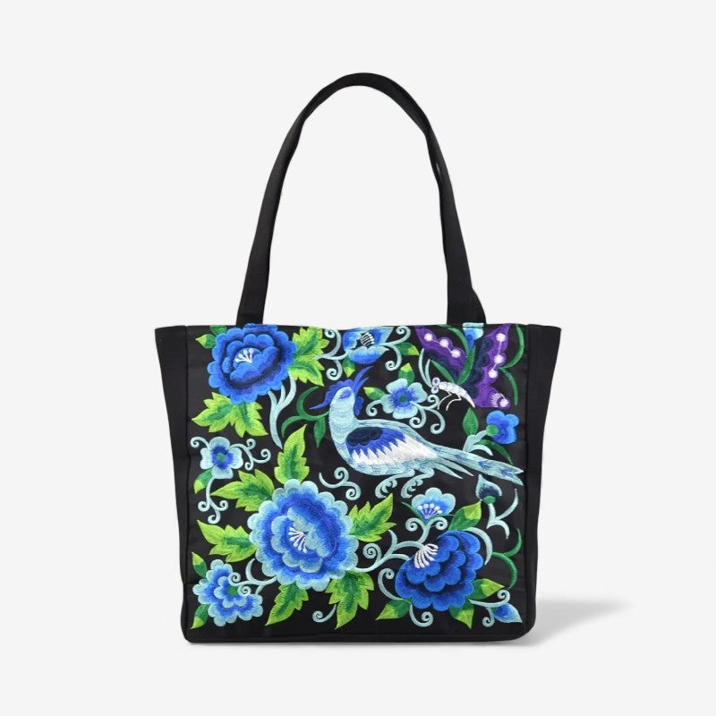 Liesbeth – Tote Bag with Handles and Embroidered Floral Design