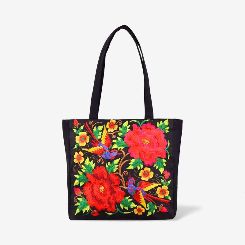 Liesbeth – Tote Bag with Handles and Embroidered Floral Design