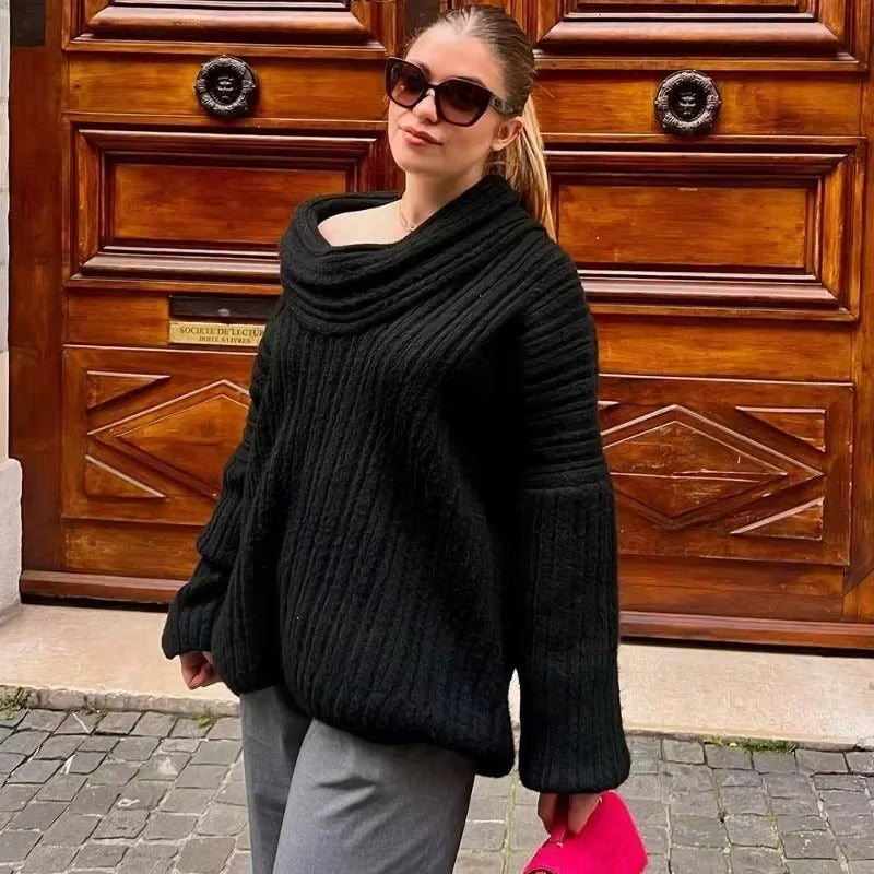 Julie – Maglione oversize a maniche lunghe con dettaglio a coste
