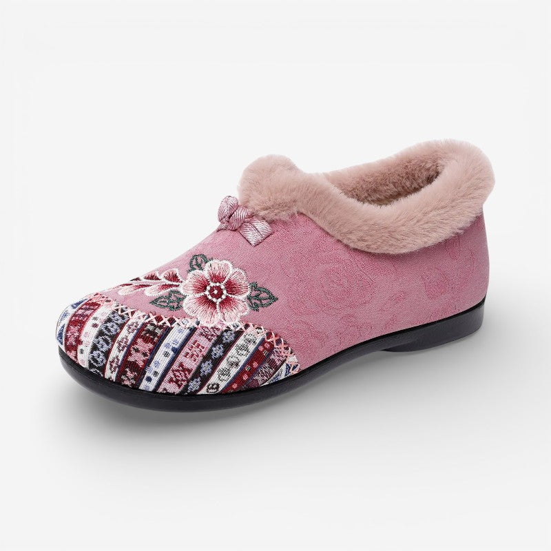 Zayla – Scarpe stampate antiscivolo con fodera in pelliccia e punta tonda