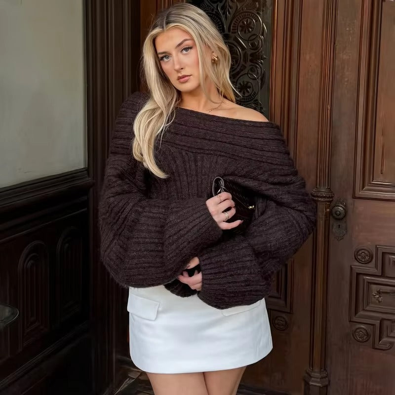 Julie – Maglione oversize a maniche lunghe con dettaglio a coste