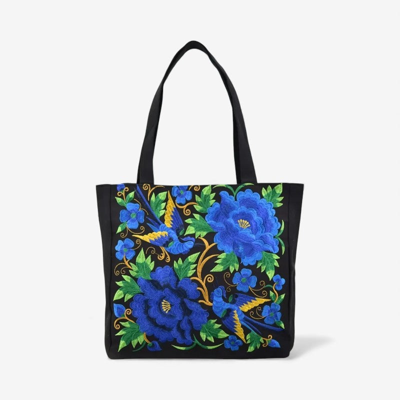Liesbeth – Tote Bag with Handles and Embroidered Floral Design