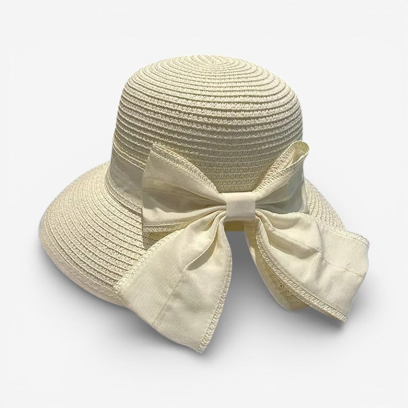 Solenne - Wide Brim Hat with Decorative Bow Design