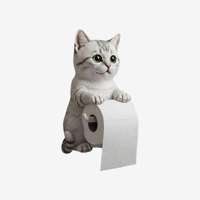 PawHold – Porte-rouleau de papier toilette à fixation murale avec design inspiré du chat
