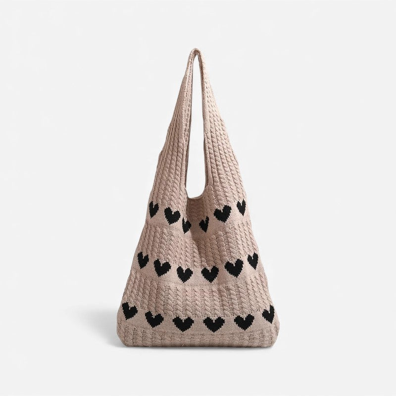 Demi – Borsa tote con manici e design ricamato a cuore