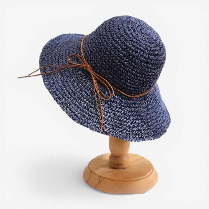 Lina – Chapeau à large bord avec design pliable | Construction légère en paille | Couverture facile pour un port quotidien | Taille standard | Blanc, Marron, Bleu, Kaki