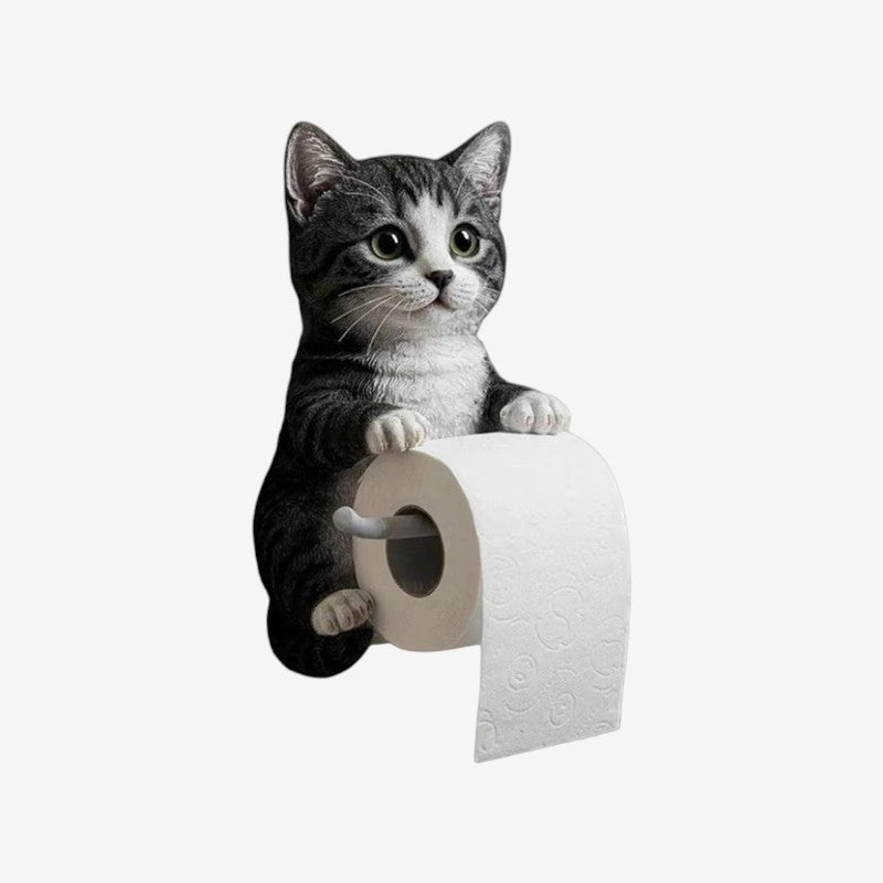 PawHold – Porte-rouleau de papier toilette à fixation murale avec design inspiré du chat
