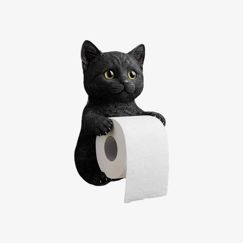 PawHold – Porte-rouleau de papier toilette à fixation murale avec design inspiré du chat