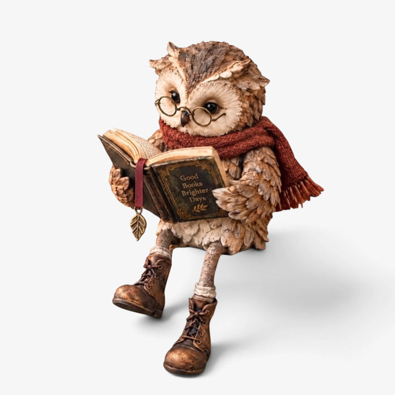 Pageowl - Statuetta di gufo con libro per la decorazione d'interni