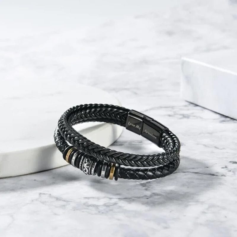 Ethan - Bracciale doppia fila intrecciata ispiratore con chiusura magnetica