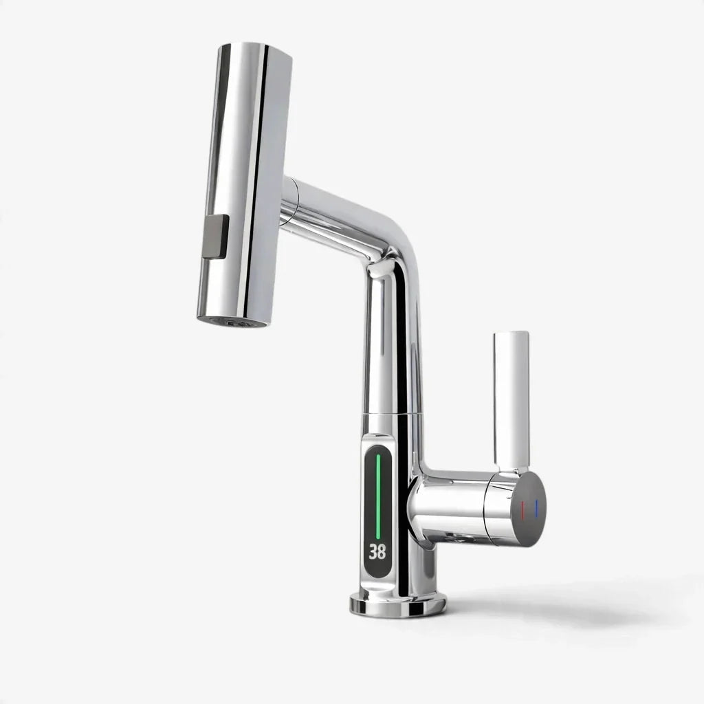 AquaMetric - Grifo de cocina con pantalla digital y rociador extraíble