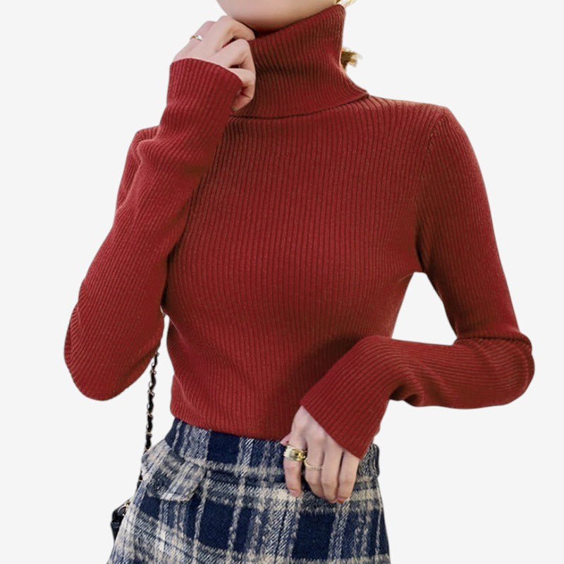 Bella – Pull à manches longues avec col roulé et coupe ajustée