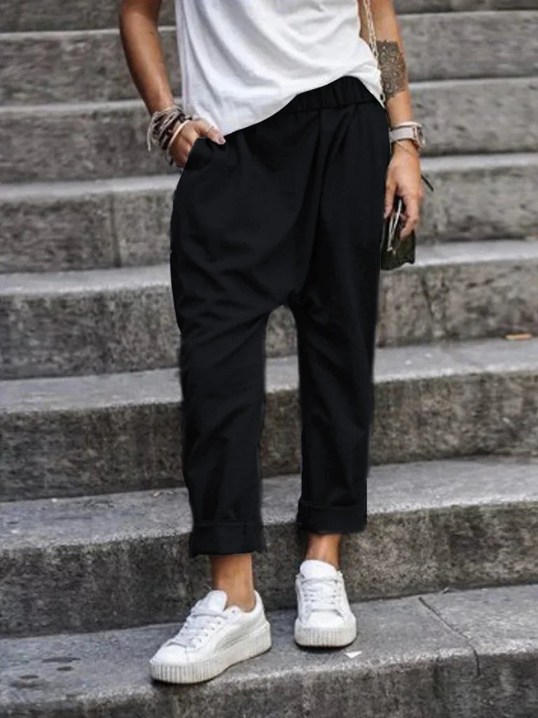 Harry – Pantaloni casual largi cu talie elastică