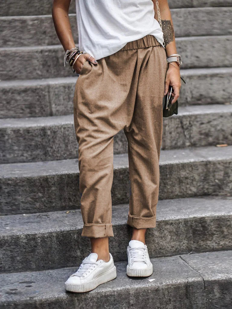 Harry – Pantaloni casual largi cu talie elastică