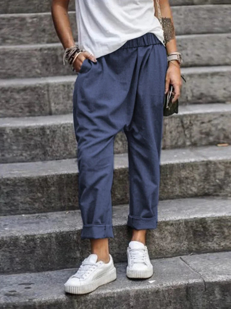 Harry – Pantaloni casual largi cu talie elastică