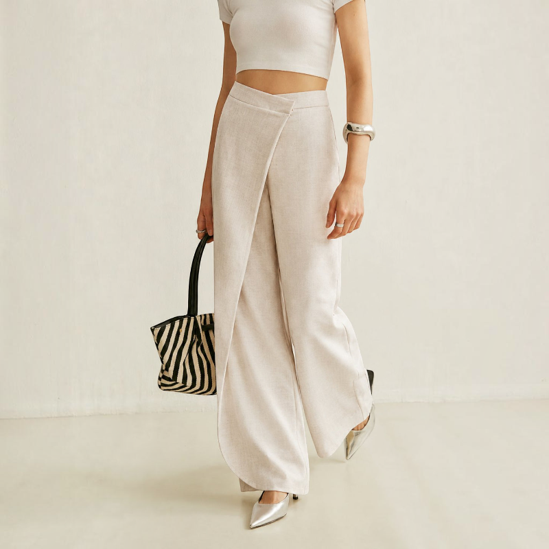 Jeans de pierna ancha para mujer con cintura elástica