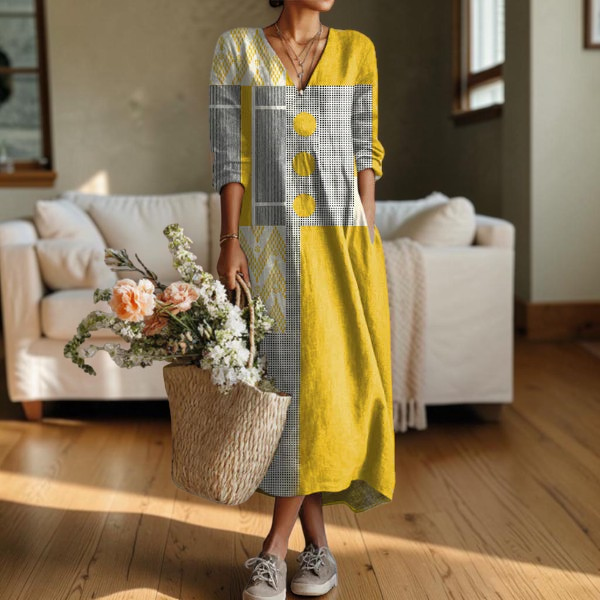 Women's Maxi Dress with Geometric Pattern