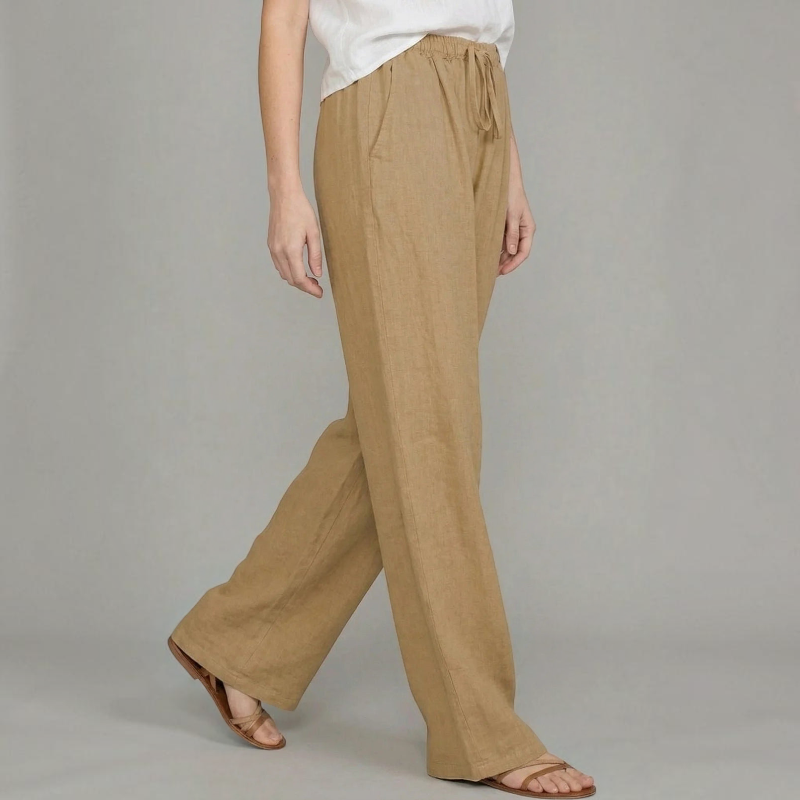 Pantaloni a gamba larga da donna con vita elasticizzata