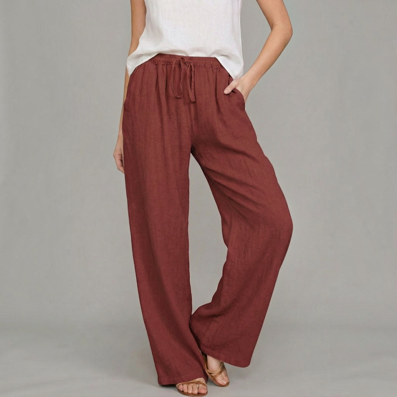 Pantaloni a gamba larga da donna con vita elasticizzata