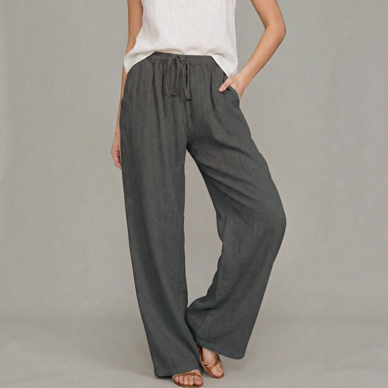 Pantaloni a gamba larga da donna con vita elasticizzata
