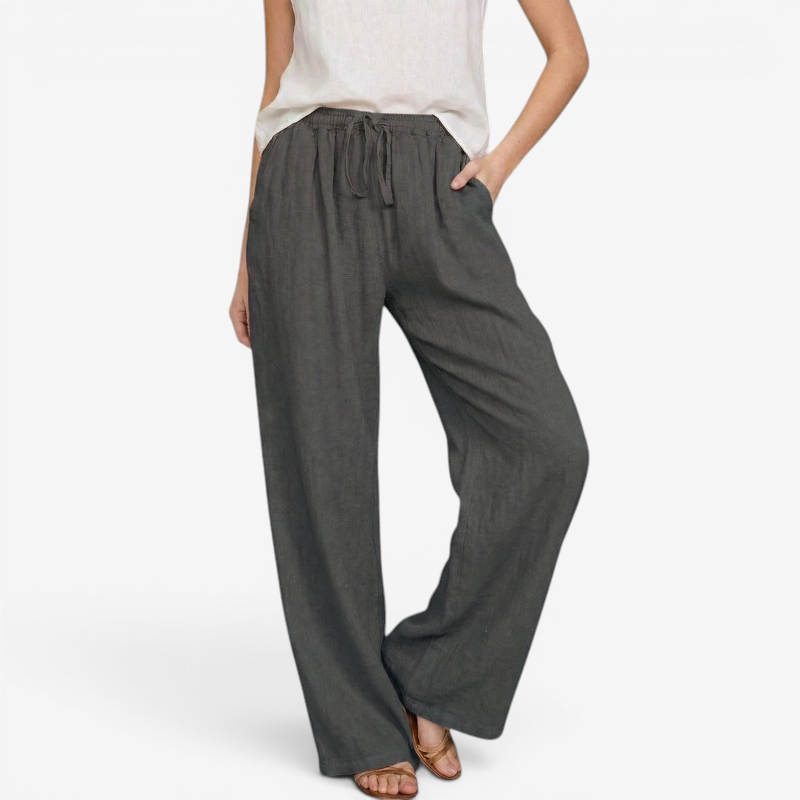 Pantaloni a gamba larga da donna con vita elasticizzata