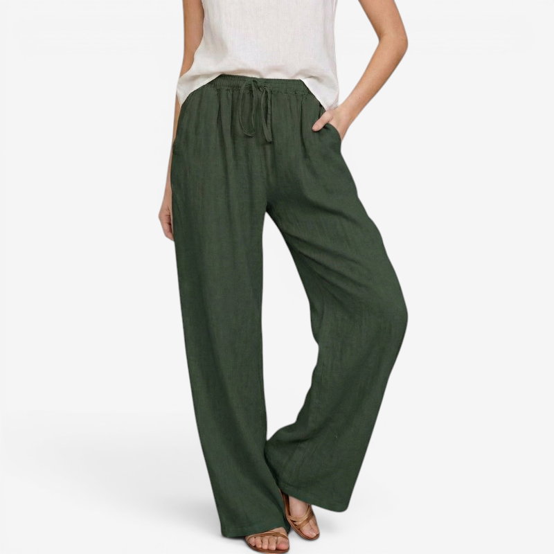 Pantaloni a gamba larga da donna con vita elasticizzata