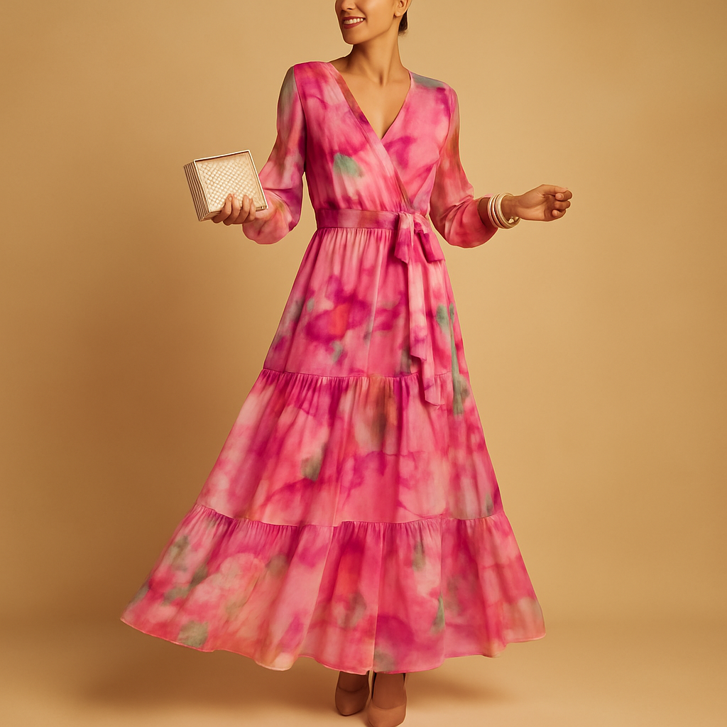 Isabella - Robe élégante à manches longues et décolleté en V profond