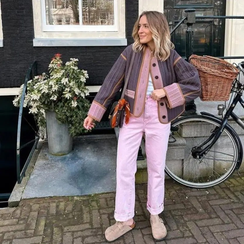 Isabella - Doudoune courte élégante avec design colorblock et coupe décontractée