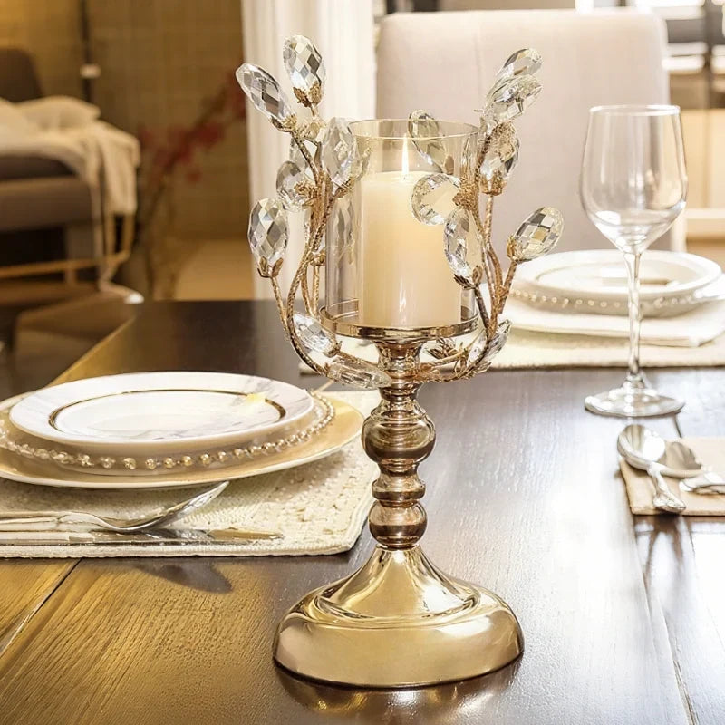 CrystalWick - Crystal Glass Candle Holder With Faceted Details