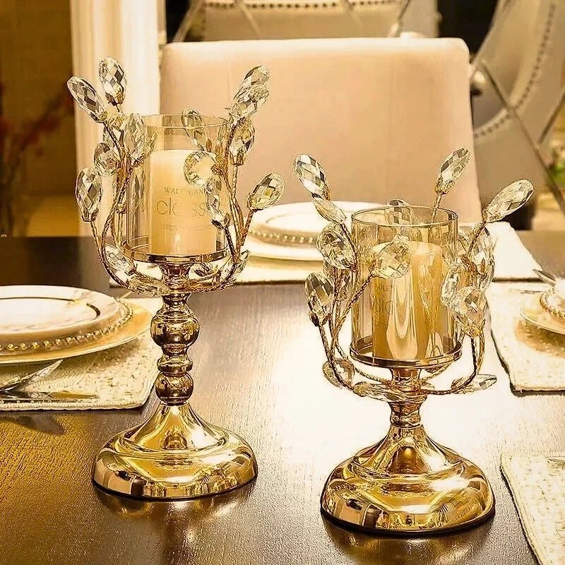 CrystalWick - Crystal Glass Candle Holder With Faceted Details