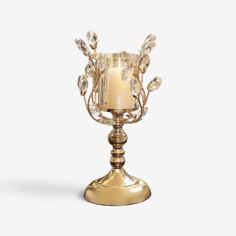 CrystalWick - Crystal Glass Candle Holder With Faceted Details