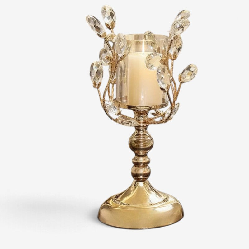 CrystalWick - Crystal Glass Candle Holder With Faceted Details