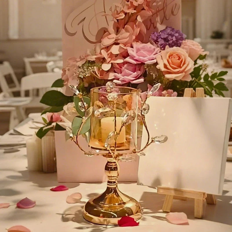 CrystalWick - Crystal Glass Candle Holder With Faceted Details