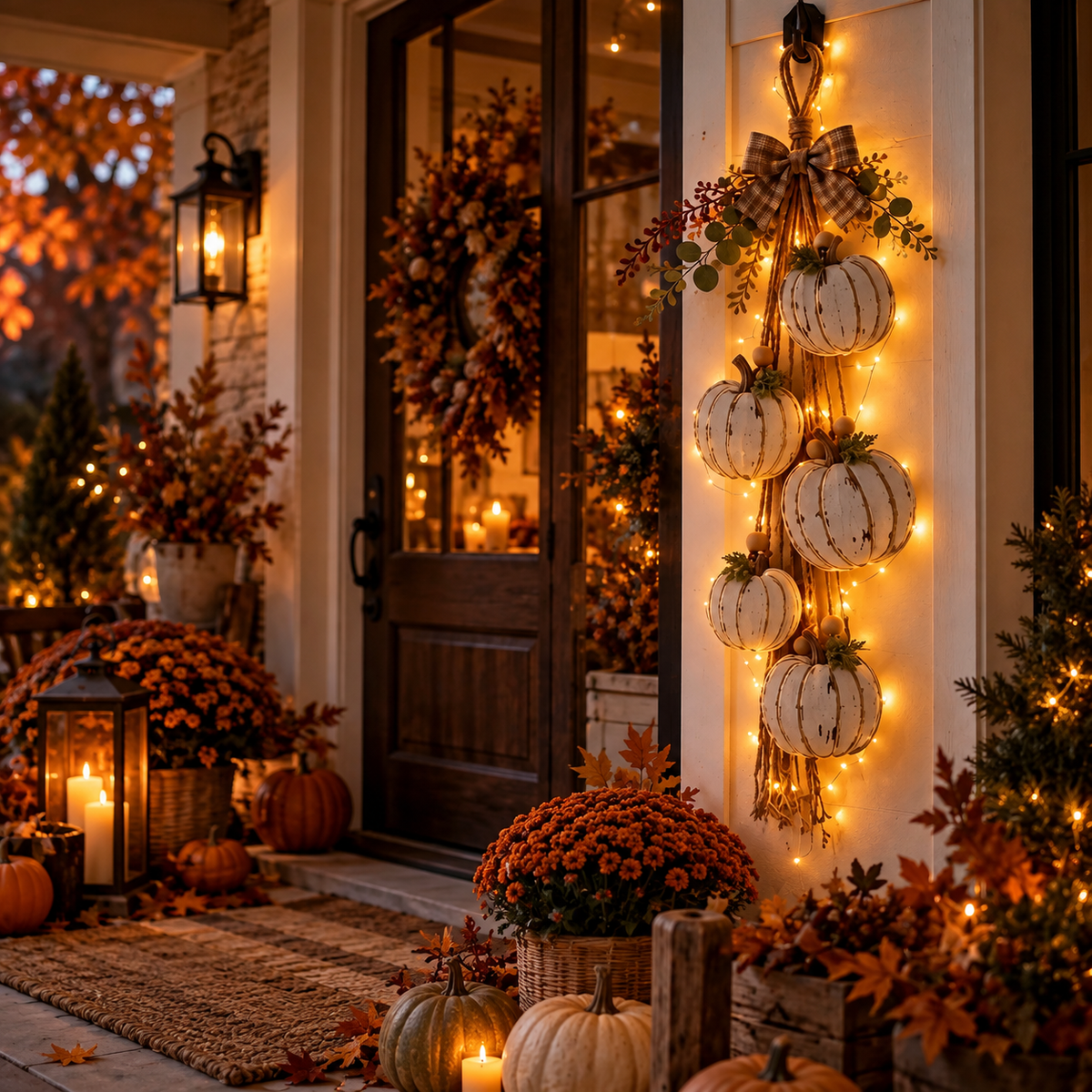 Pumpglow - Couronne de citrouilles lumineuse avec éclairage LED intégré