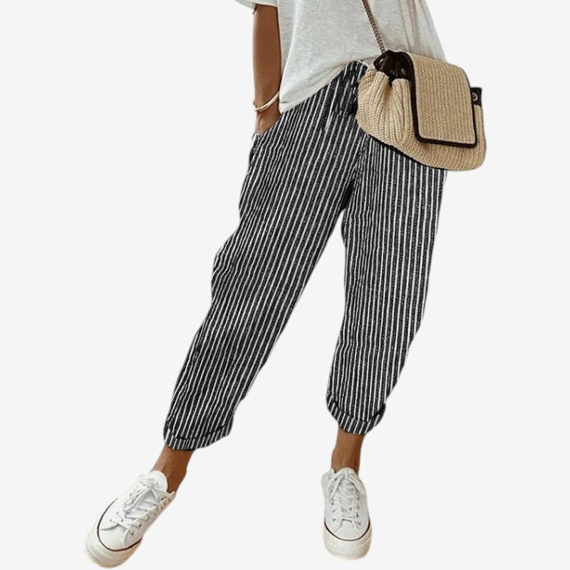 Women’s Striped Pants with Drawstring